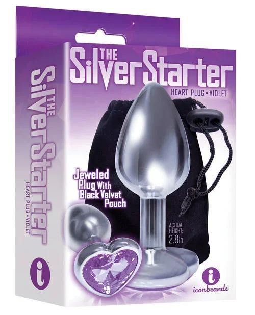 The 9’s The Silver Starter Bejeweled Heart Stainless Steel Plug – Violet