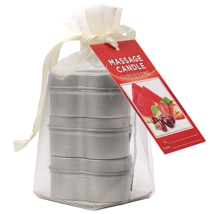 Threesome Edible Massage Candle Gift Set in Fruit Mix
