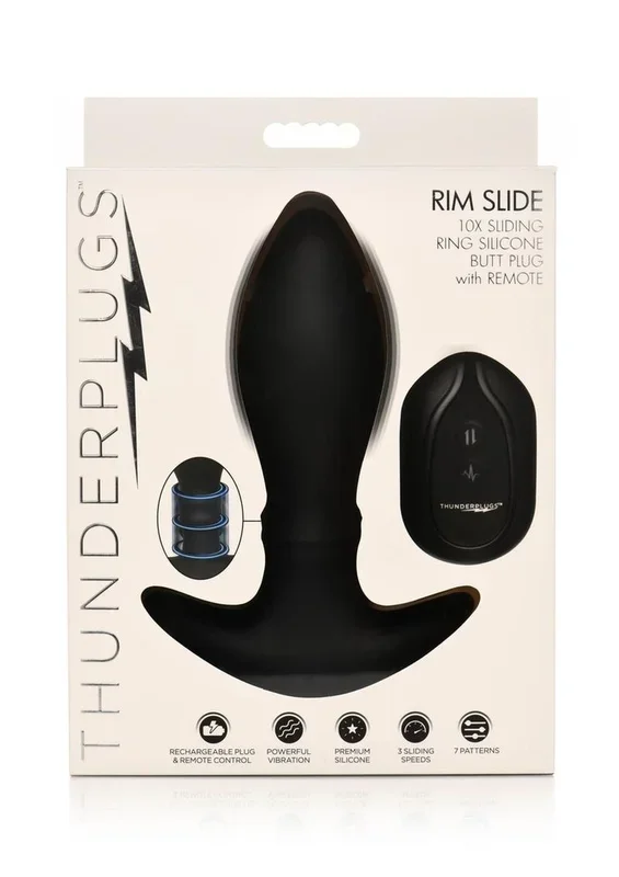 Thunder Plugs Rim Slide 7x Sliding Ring Silicone Rechargeable Butt Plug with Remote Control
