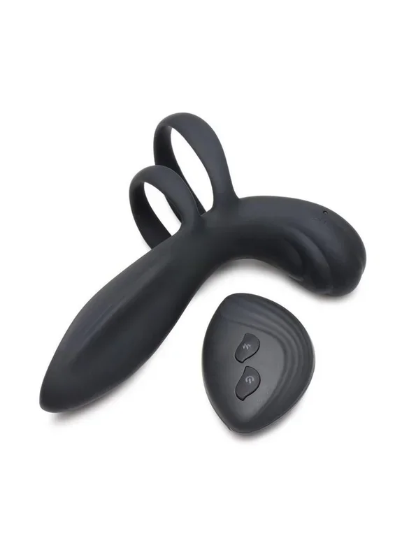 Trinity Men Rechargeable Silicone Vibrating Girth Enhancer with Remote Control