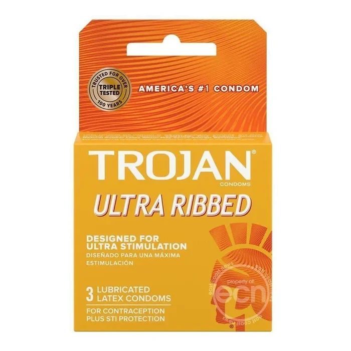 Trojan Condom Stimulations Ultra Ribbed Lubricated 3 Pack