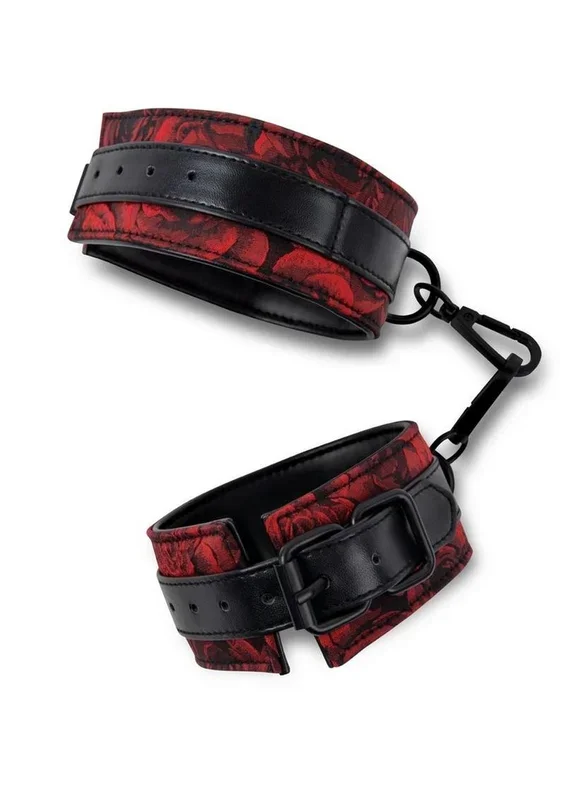 Underground Kisses Rosegasm Buckle Cuffs with Satin Blindfold