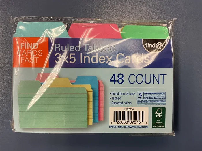 Vaultz find it tabbed index cards 48ct.