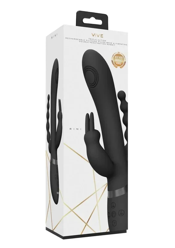 Vive Rini Rechargeable Silicone Pulse Wave and Vibrating Double Penetration Rabbit