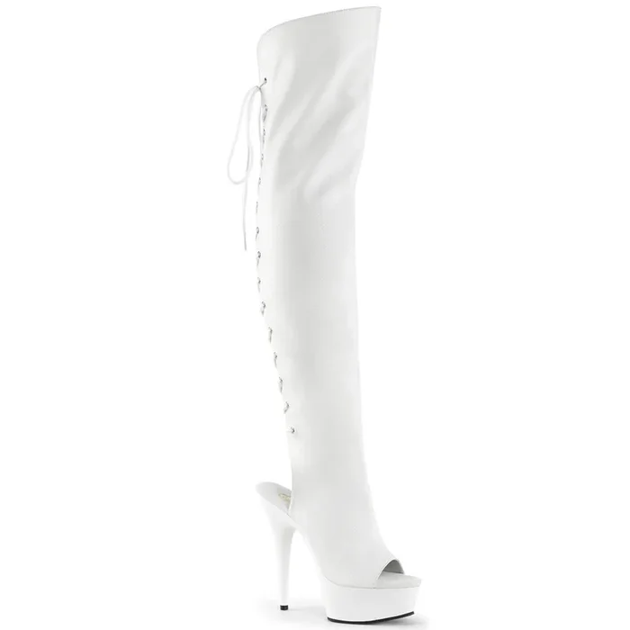 White 6″ Matte Open Toe/Heel Thigh High Boot