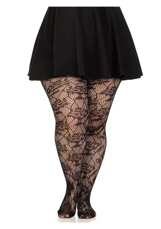 Wild Rose Net Tights – 1x-2x