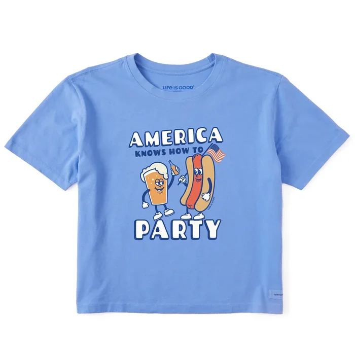 Women’s America Knows How to Party Short Sleeve Crusher Boxy Tee