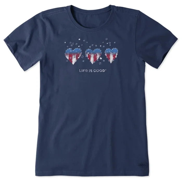 Women’s Americana Hearts Stars and Stripes Short Sleeve Crusher Tee
