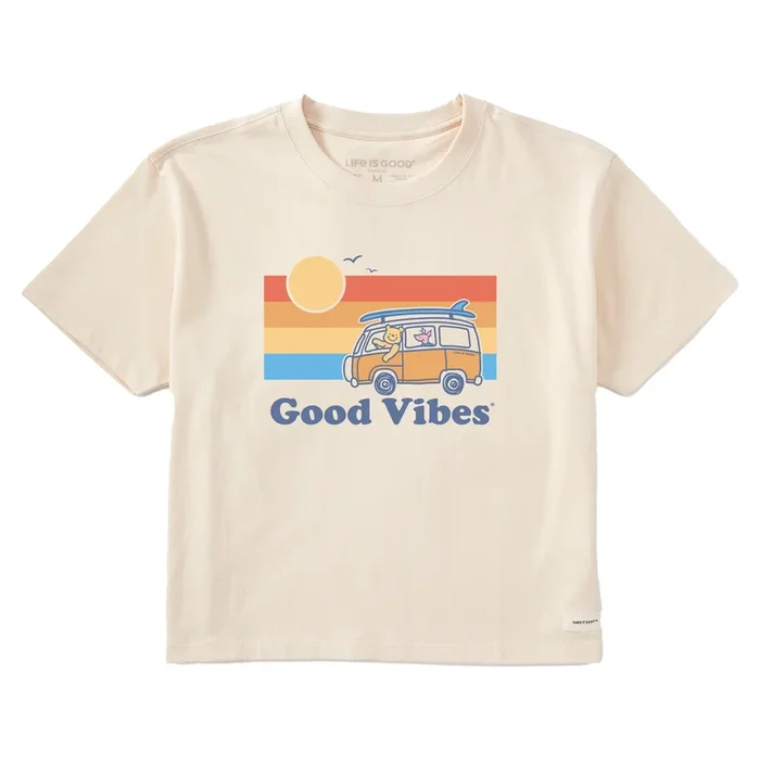 Women’s Good Vibes Winnie & P Van Short Sleeve Crusher Boxy Tee