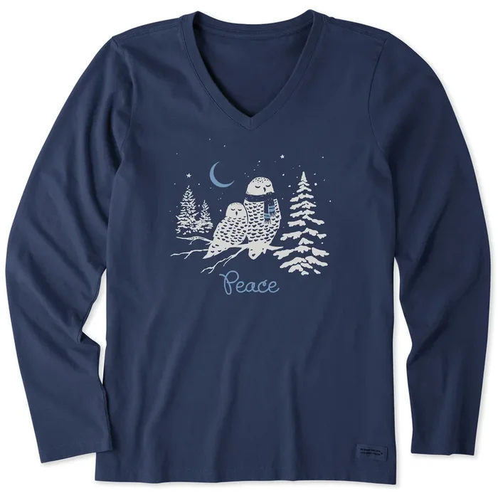 Women’s Peace Owls Long Sleeve Crusher Vee