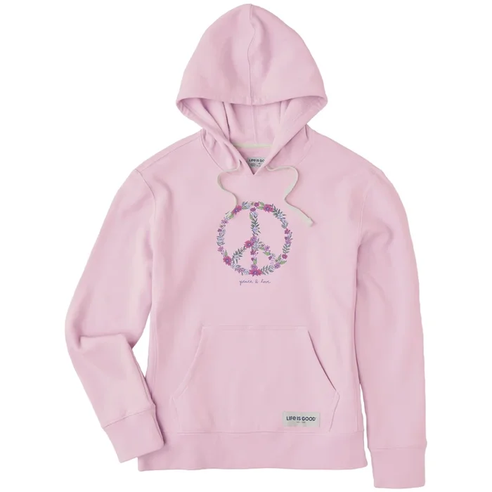 Women’s Wildflower Love Peace Sign Simply True Fleece Hoodie