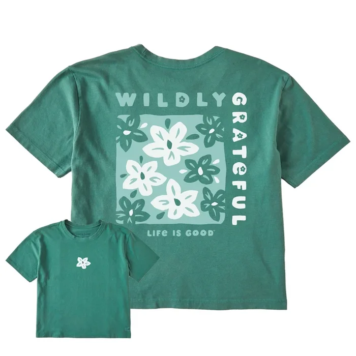 Women’s Wildly Grateful Flowers Short Sleeve Crusher Boxy Tee