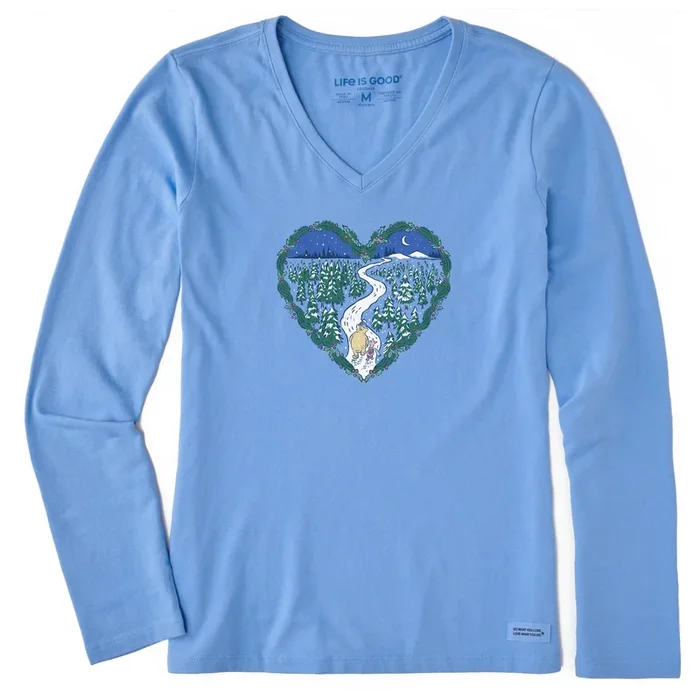 Women’s Winnie & P Winter Stroll Heart Long Sleeve Crusher Vee