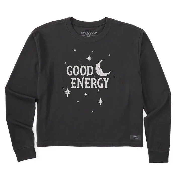 Women’s Wordsmith Good Energy Moon & Stars Long Sleeve Crusher Boxy Tee