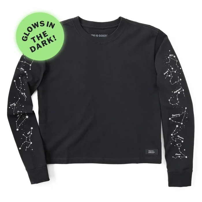 Women’s Zodiac Constellations Long Sleeve Crusher Boxy Tee