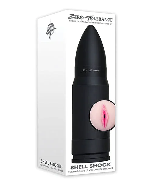 Zero Tolerance Shell Shock Rechargeable Vibrating Stroker – Black/Flesh
